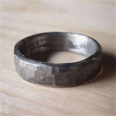 Rustic Forged Hammered Iron Ring Unique Men S Ring Made By Blacksmith