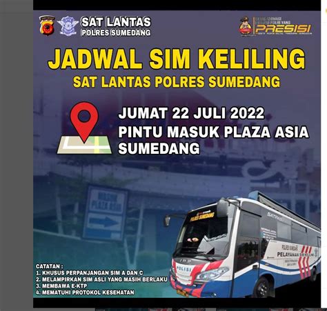 Jadwal SIM Keliling Sumedang Hari Ini Sabtu 3 September 2022 Ada Di