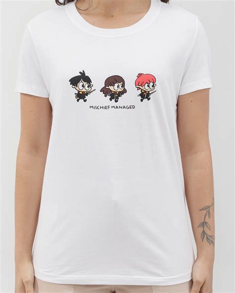 Camiseta Feminina Mischief Managed Branca Warner Bros FANLAB Oficial