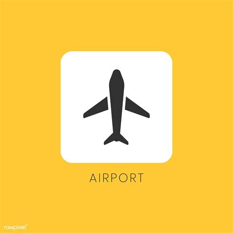 Yellow Plane Icon Airport Sign Vector Free Image By