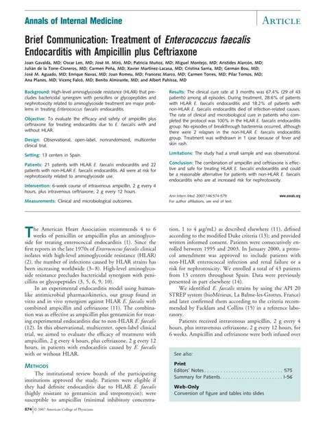 (PDF) Brief communication: Treatment of Enterococcus faecalis ...