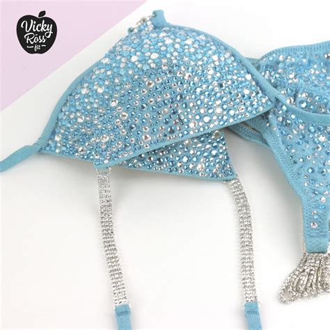 Baby Blue Crystal Suit NPC IFBB Bikini Competition Suit Vicky Ross Fit