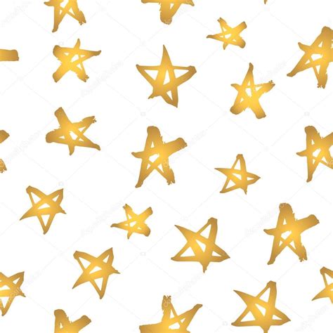 Abstract Modern Seamless Pattern With Gold Stars Hand Drawn Golden