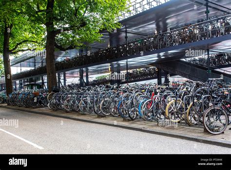 Multi Level Bicycle Parking Garage Outside Central Station Amsterdam