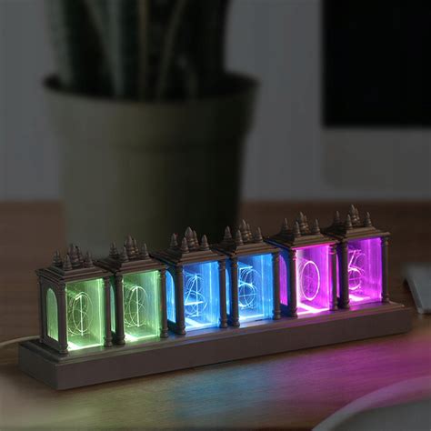 Zegar Nixie Tube Cyfrowy Budzik Wielofunkcyjna Lampa RGB Jasnoszara