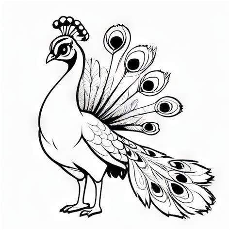 A Drawing Of A Peacock With Peacock Feathers On It Premium Ai