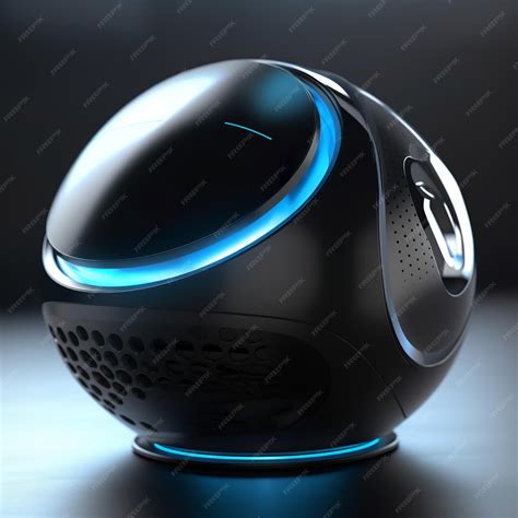 Portable blue tooth speakers futuristic with lights in the background