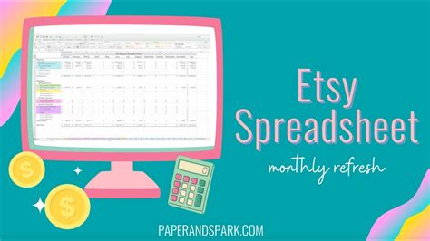 Etsy Seller Spreadsheet Monthly Refresh Youtube