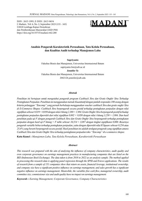 Pdf Analisis Pengaruh Karakteristik Perusahaan Tata Kelola