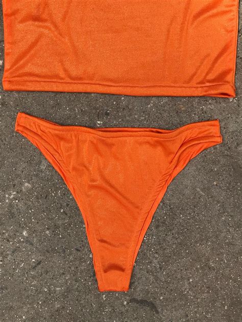 Shimmer Orange 2 Piece Bikini Set Bikini Sexy Bikini Etsy