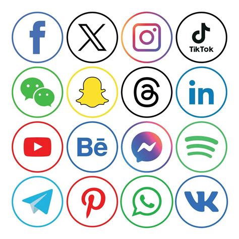 social medios de comunicación íconos conjunto logo vector ilustrador