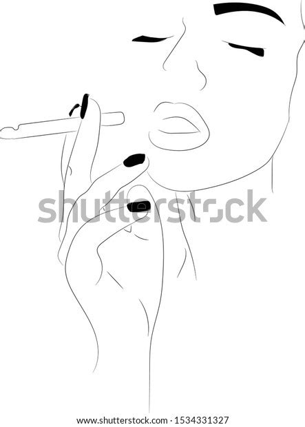 Woman Smoking Cigarette Drawing Illustration Vector Stock Vector (Royalty Free) 1534331327 ...