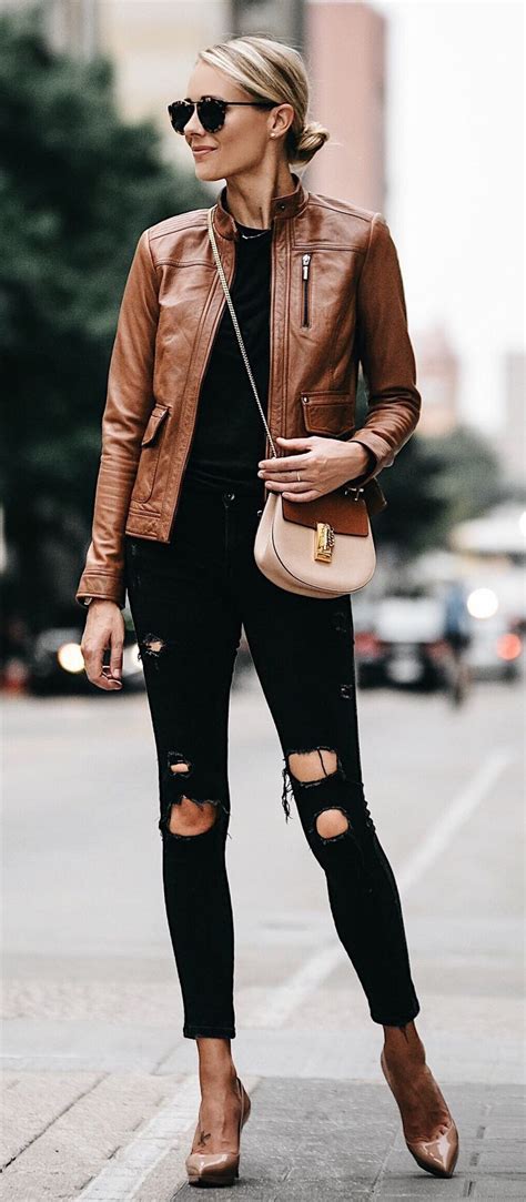 Casual Leather Jacket Outfit Ideas Street Style Winter Leather Jacket Street Style Brown