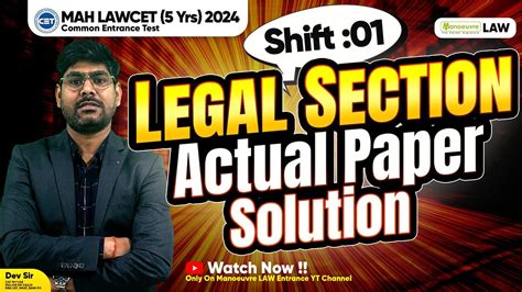 Mh Lawcet 5 Yrs 2024 Actual Paper Analysis Legal Section Slot 1 Qs