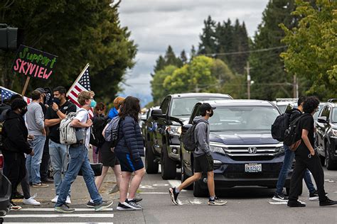 Anti Mask Protesters Return To Outside Skyview High School The Columbian