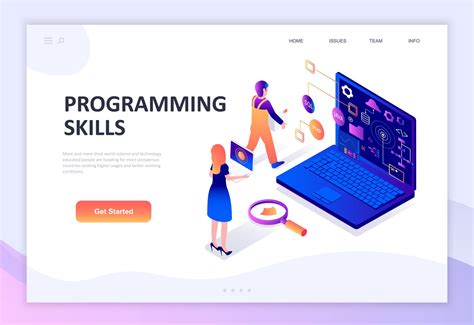 Conceito isométrico moderno design plano de habilidades de programação