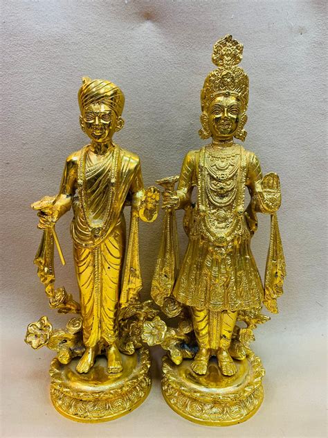 Brass Swaminarayan Statue Marble Swaminarayan Aksharpurshottam Statue