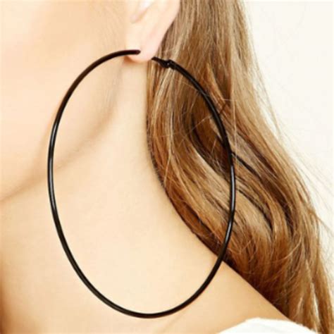 Boucles D Oreilles Cr Oles Tr S Grandes Noires Bijoux Fantaisie