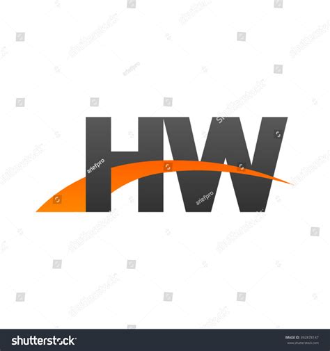 HW Initial Overlapping Swoosh Letter Logo Black Royalty Free Stock