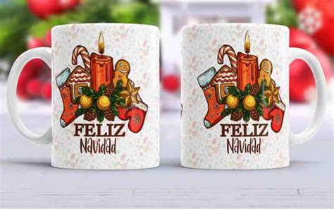 12 Plantillas Editables Navideñas listas para sublimar en taza