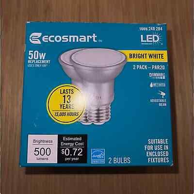 NEW EcoSmart 50W Equivalent PAR20 Dimmable LED Light Bulb Bright White