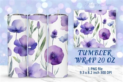 Purple Flowers Tumbler Wrap Skinny 20oz Graphic By Helenes Store · Creative Fabrica