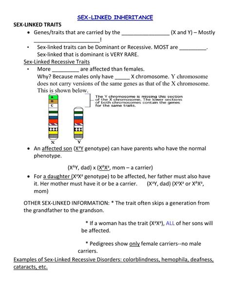 Sex Linked Inheritance Notes And Practice Problems Online Exercise