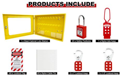 Safby Lockout Tagout Station Metal Kit With Lock Out Tag