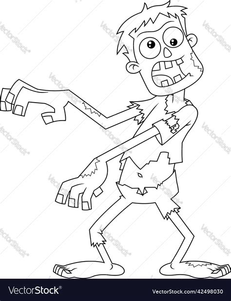 Outlined scary zombie cartoon character howling Vector Image