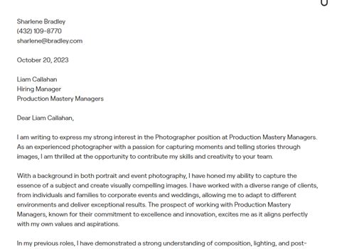 Photographer Cover Letter Examples With In Depth Guidance