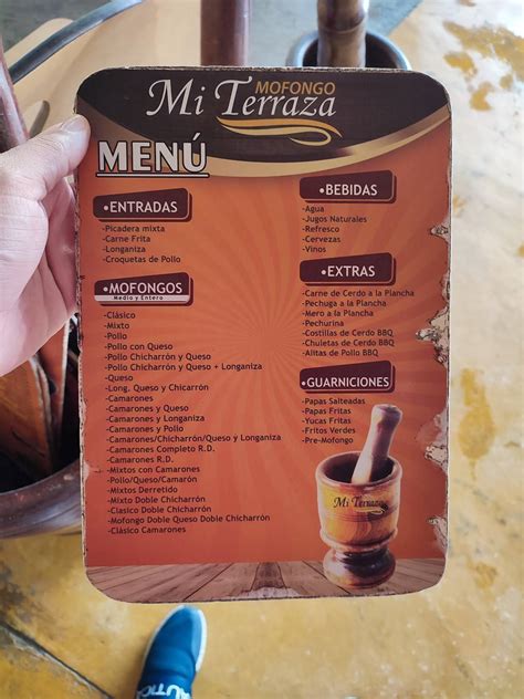 Carta Del Restaurante Mofongo Mi Terraza Moca