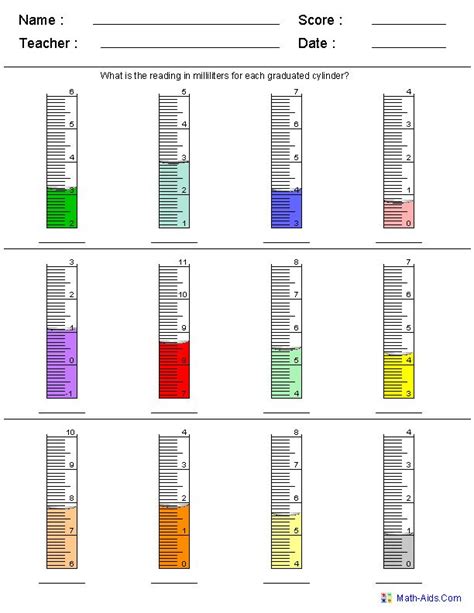 Reading A Graduated Cylinder Capacity Worksheets Volume Worksheets Hot Sex Picture