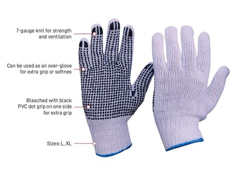 Esko Polycotton Knitted Glove With Black PVC Grip Dots On One Side