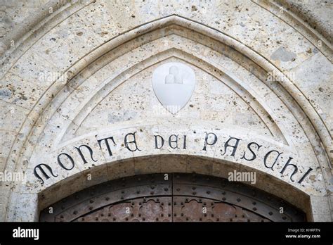 Main Entrance To Gothic Palazzo Salimbeni Headquarters Of Banca Monte