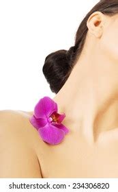 Naked Woman Purple Orchid Petal On Stock Photo Shutterstock