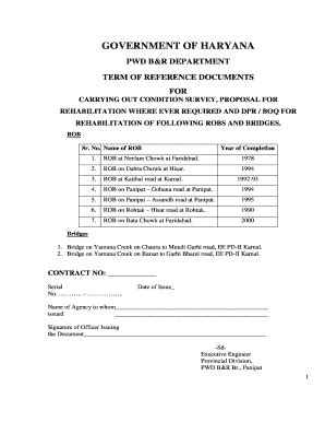 Fillable Online Haryanapmgsy Etenders TERM OF REFERENCE DOCUMENTS