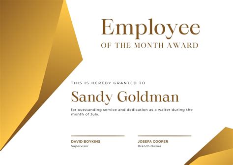 Employee Of The Year Certificate Template Free Employee Of The Month ...