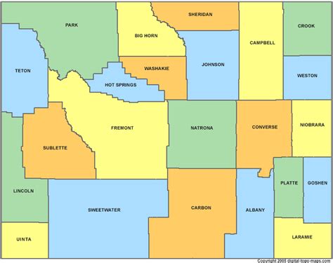 County Map of Wyoming