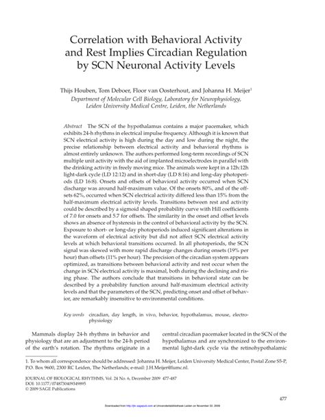 (PDF) Correlation with Behavioral Activity and Rest Implies Circadian ... 