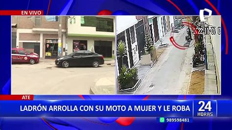 Ate Delincuente asalta a mujer y la arrolla con su moto Vídeo