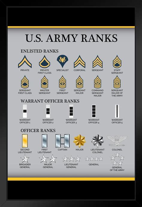 United States Army Rank Chart Reference Enlisted Officer NCO Guide ...