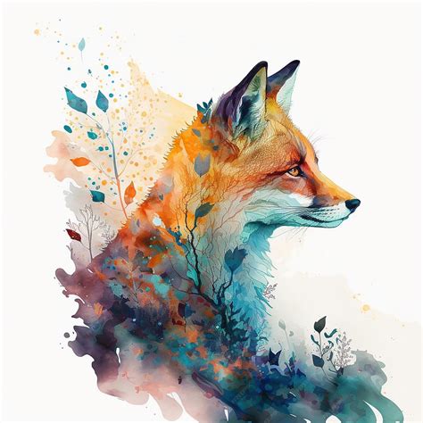 A painting of a fox with a colorful background. | Premium AI-generated ...