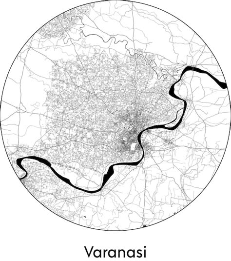 Mapa De La Ciudad Asia India Varanasi Ilustración Vectorial Vector Premium