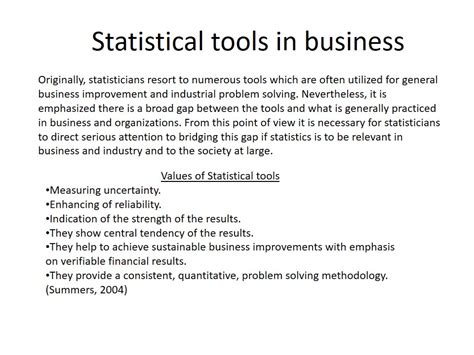 Statistical Tools In Business 319 Words Presentation Example