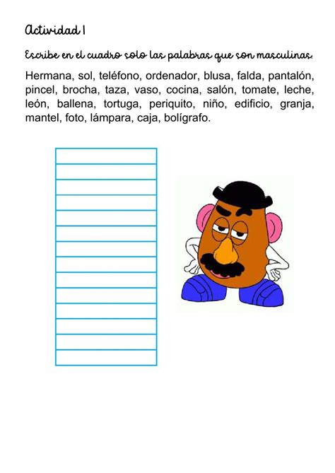 Sustantivo Genero Worksheet Live Worksheets