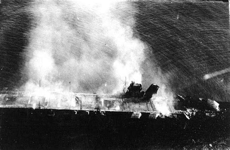 IJN Hiryu ablaze after the battle of Midway, June 1942 | Imperial ...