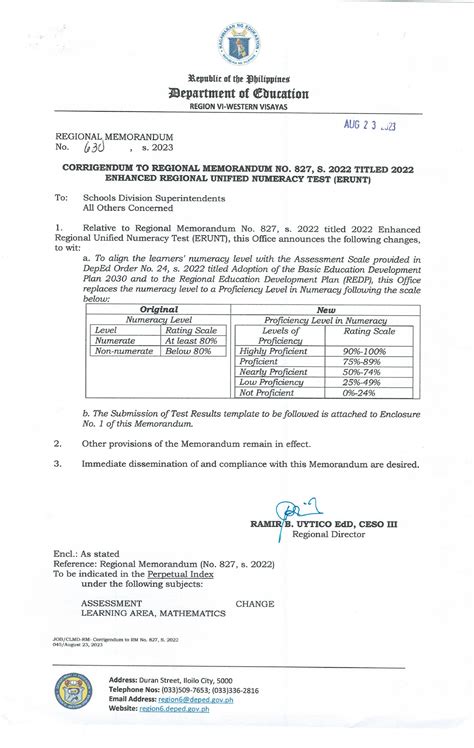 RM No 630 S 2023 Corrigendum To Regional Memorandum No BSEd