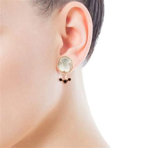 Rose Vermeil Silver Camee Earrings With Mother Of Pearl And Spinel TOUS