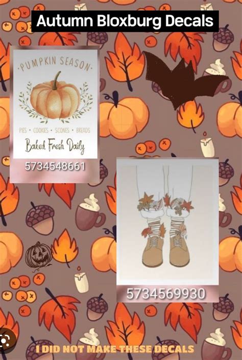 Autumn Bloxburg Decals Fall Decal Halloween Decals Calendar Decal