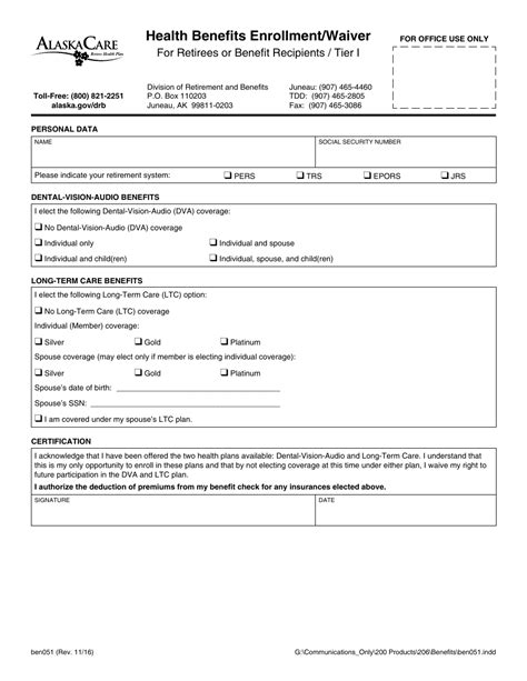 Benefits Enrollment Form Template